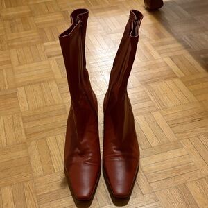 Staud Elegant Brown Leather Women's Boots